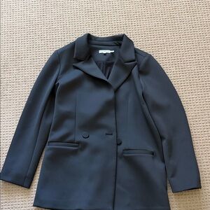 Good American Black Double-Breasted Notch Lapel Blazer